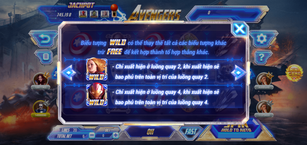 Về game nổ hũ Avengers 8US online