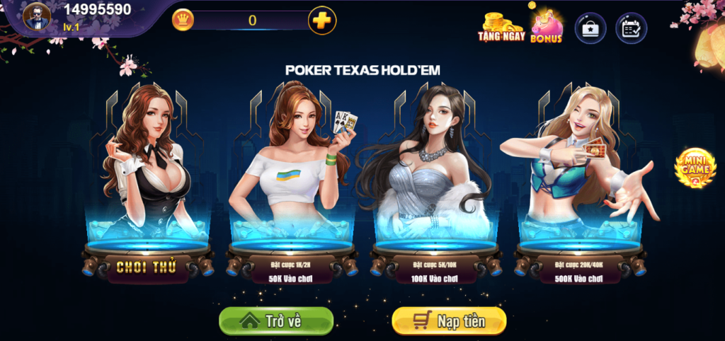 Ra mắt các phòng game bài Poker Texas 8US